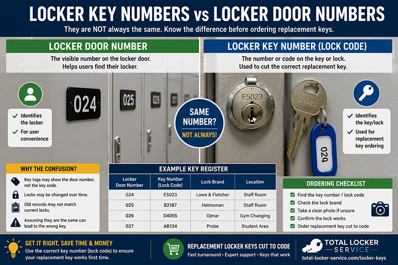 Locker key number and locker door number comparison