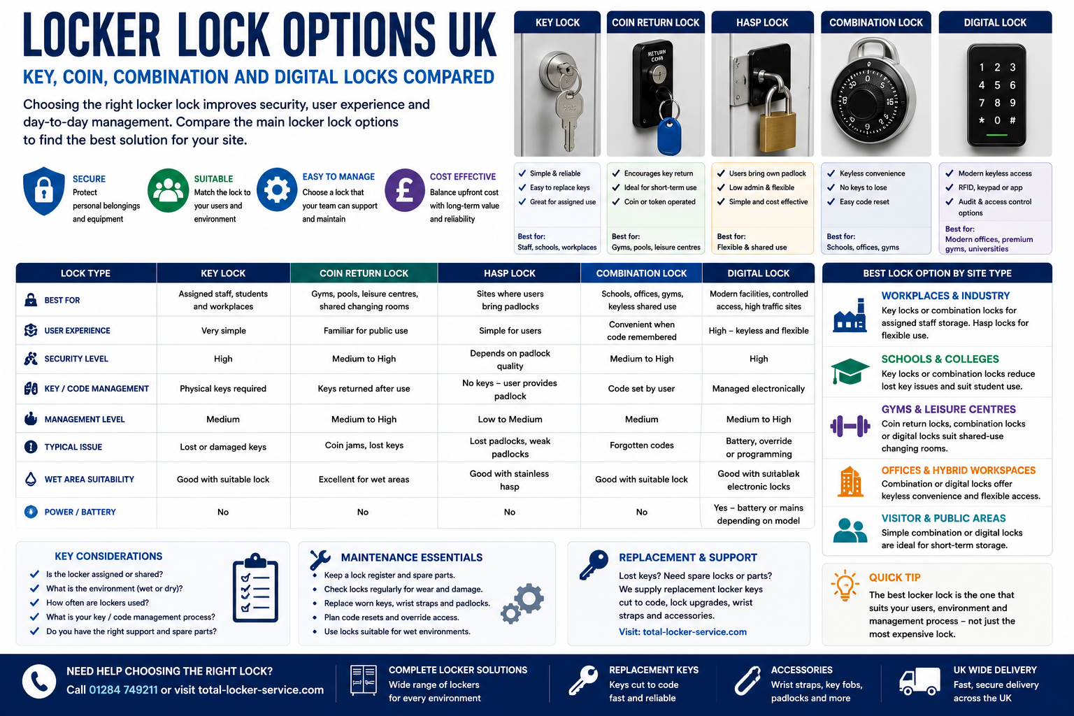 Locker Lock Options UK: Key, Coin, Combination and Digital Locks Compared